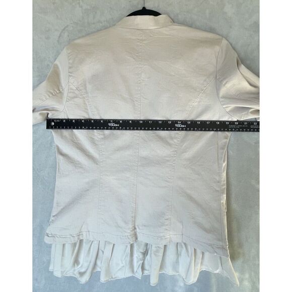 Free People Jacket Womens Size Small Beige Ruffles Romantic Military Boho Peplum - Picture 13 of 13